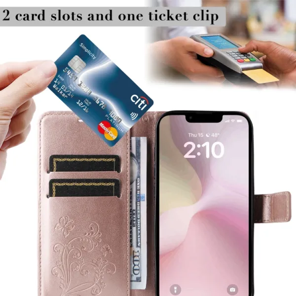 ART BUTTERFLY Peňaženkový obal pre Apple iPhone 16e / iPhone 17e ružový
