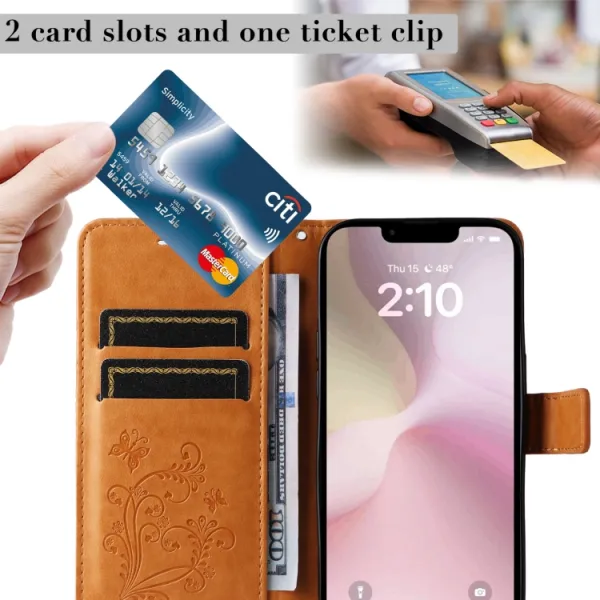 ART BUTTERFLY Peňaženkový obal pre Apple iPhone 16e / iPhone 17e žltý