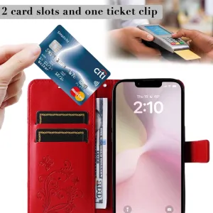 ART BUTTERFLY Peňaženkový obal pre Apple iPhone 16e / iPhone 17e červený