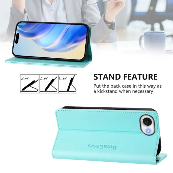 RINA Zaklápacie puzdro pre Apple iPhone 16e / iPhone 17e tyrkysové