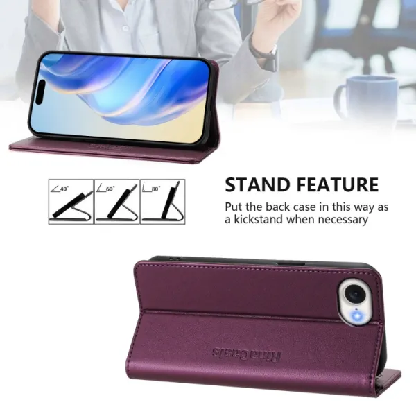 RINA Zaklápacie puzdro pre Apple iPhone 16e / iPhone 17e tmavofialové