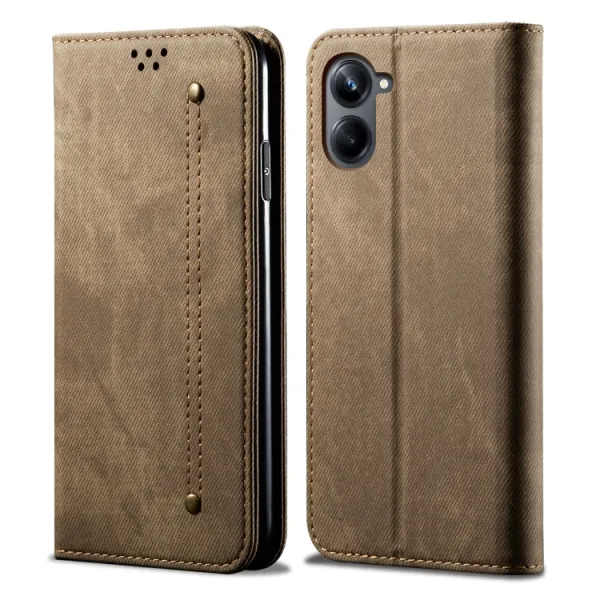 DENIM Peňaženkový kryt pre Samsung Galaxy A06 šedohnedý