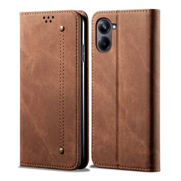 DENIM Peňaženkový kryt pre Samsung Galaxy A06 hnedý