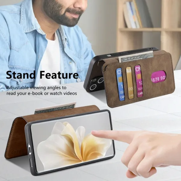 CASENEO MAGSAFE Peňaženkový obal 2v1 Vivo V40 Lite 5G hnedý