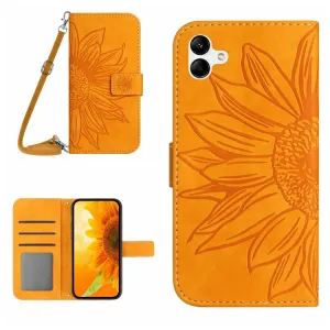 ART SUNFLOWER Peňaženkový obal so šnúrkou pre Samsung Galaxy A06 žltý