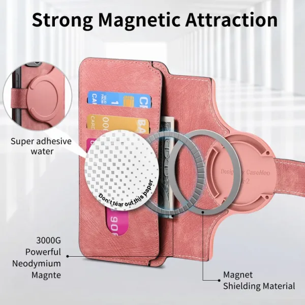 CASENEO MAGSAFE Peňaženkový obal 2v1 Vivo V40 Lite 5G ružový