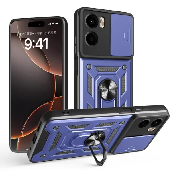 RING CAMERA Kryt s držiakom pre Motorola Moto G05 / Moto E15 modrý