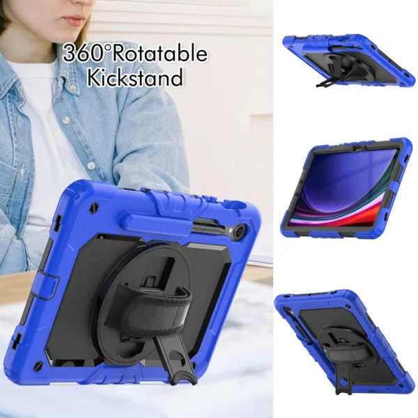 SOLID 360 Odolný obal pre Samsung Galaxy Tab S9 / Tab S9 FE / Tab S10 FE / Tab S10 Lite modrý