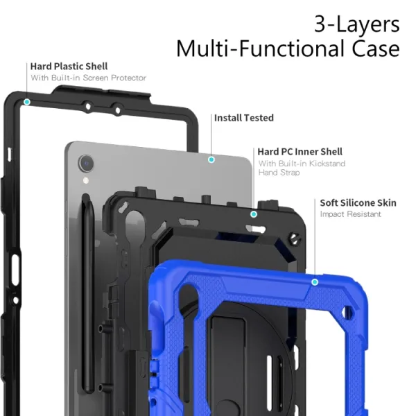 SOLID 360 Odolný obal pre Samsung Galaxy Tab S9 / Tab S9 FE / Tab S10 FE / Tab S10 Lite modrý