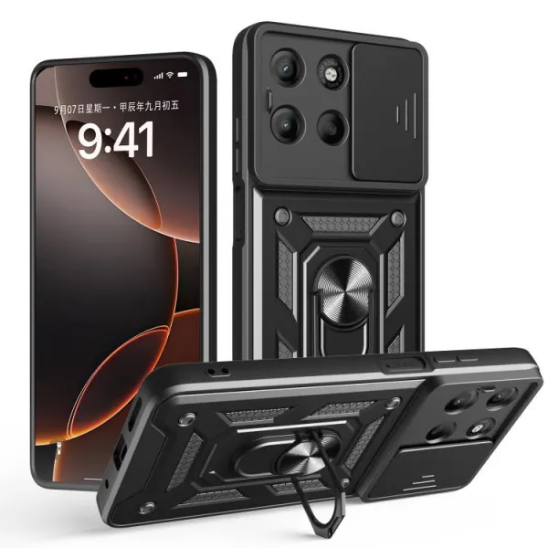 RING CAMERA Kryt s držiakom pre Motorola Moto G15 / G15 Power / G17 / G17 Power čierny