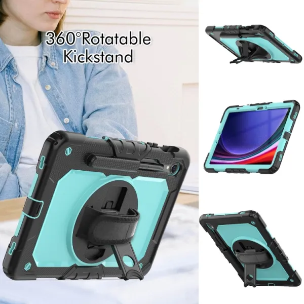SOLID 360 Odolný obal pre Samsung Galaxy Tab S9 / Tab S9 FE / Tab S10 FE / Tab S10 Lite svetlomodrý