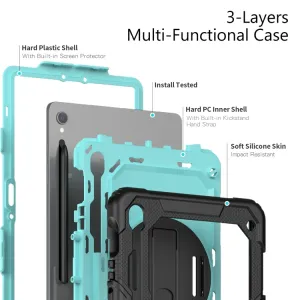 SOLID 360 Odolný obal pre Samsung Galaxy Tab S9 / Tab S9 FE / Tab S10 FE / Tab S10 Lite svetlomodrý