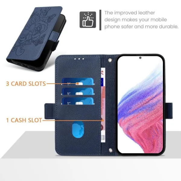 ART MEADOW Peňaženkový kryt pre T Phone 3 tmavomodrý