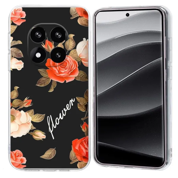 ART TPU Ochranný kryt pre Xiaomi Redmi Note 14 Pro+ 5G FLOWERS ON BLACK