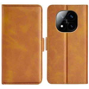 SIDE Peňaženkové puzdro pre Xiaomi Redmi Note 14 Pro+ 5G svetlohnedé