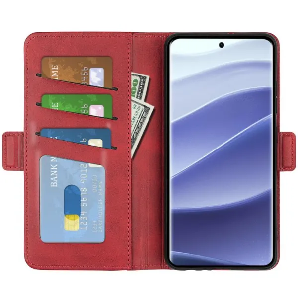 SIDE Peňaženkové puzdro pre Xiaomi Redmi Note 14 Pro 5G červené