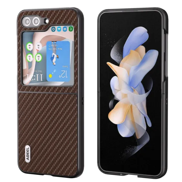ABEEL CARBON Plastový kryt Samsung Galaxy Z Flip5 5G tmavohnedý