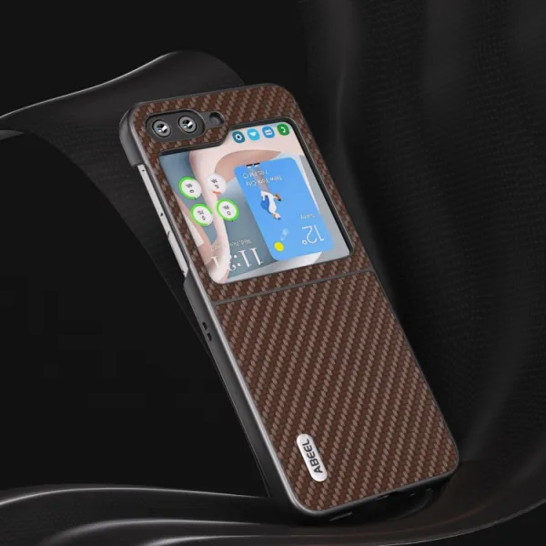 ABEEL CARBON Plastový kryt Samsung Galaxy Z Flip5 5G tmavohnedý