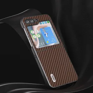 ABEEL CARBON Plastový kryt Samsung Galaxy Z Flip5 5G tmavohnedý
