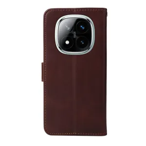 SMOOTH Peňaženkové puzdro pre Xiaomi Redmi Note 14 Pro 5G / Redmi Note 14 Pro+ 5G hnedé
