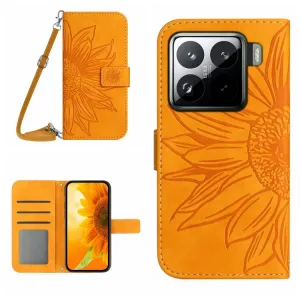 ART SUNFLOWER Peňaženkový obal so šnúrkou pre Xiaomi 15 žltý