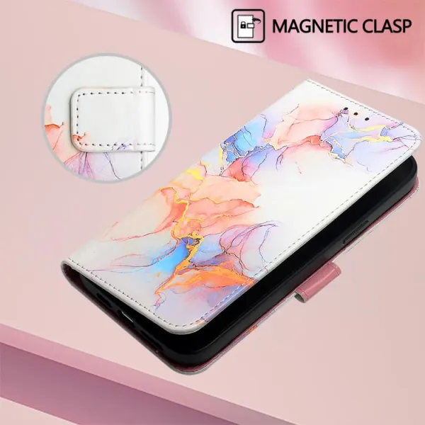 ART MARBLE Peňaženkový kryt pre Honor X5c Plus WHITE ORANGE