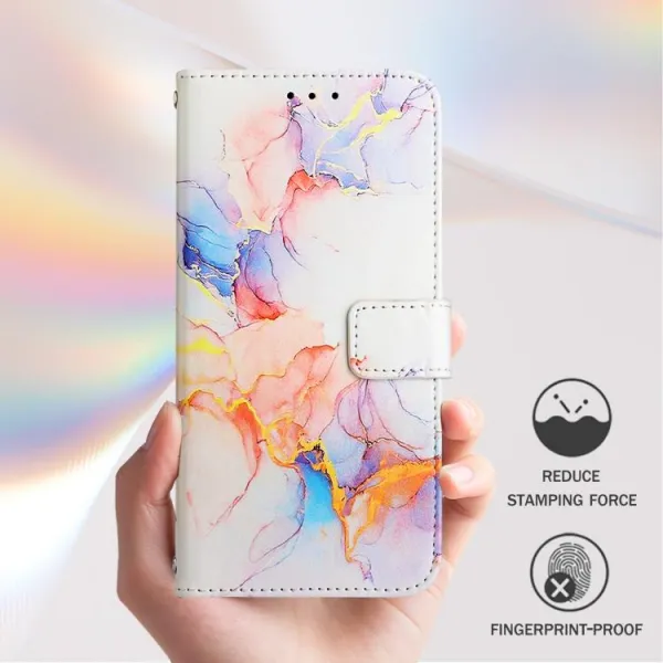 ART MARBLE Peňaženkový kryt pre Honor X5c Plus WHITE ORANGE