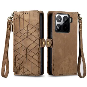 GEOM Peňaženkové puzdro pre Xiaomi 15 hnedé