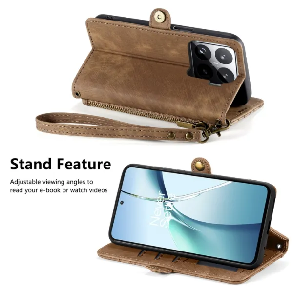 GEOM Peňaženkové puzdro pre Xiaomi 15 hnedé
