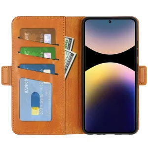 SIDE Peňaženkové puzdro pre Xiaomi Redmi Note 14 Pro svetlohnedé
