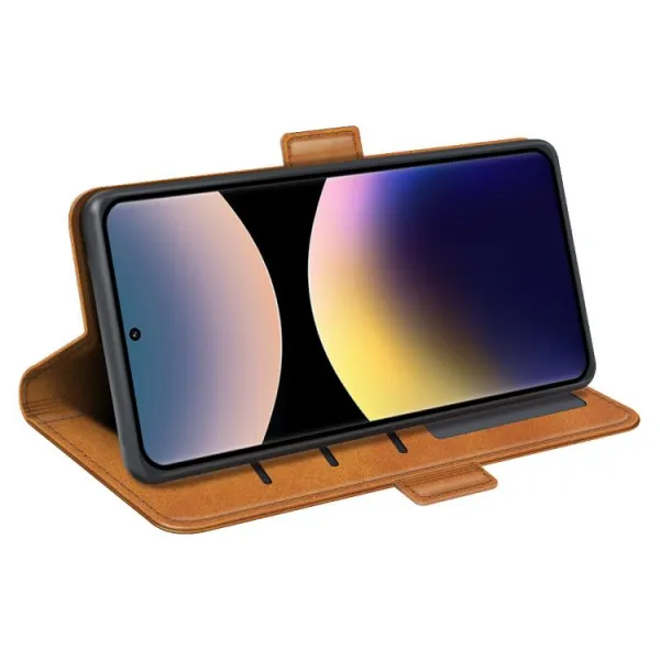 SIDE Peňaženkové puzdro pre Xiaomi Redmi Note 14 Pro svetlohnedé