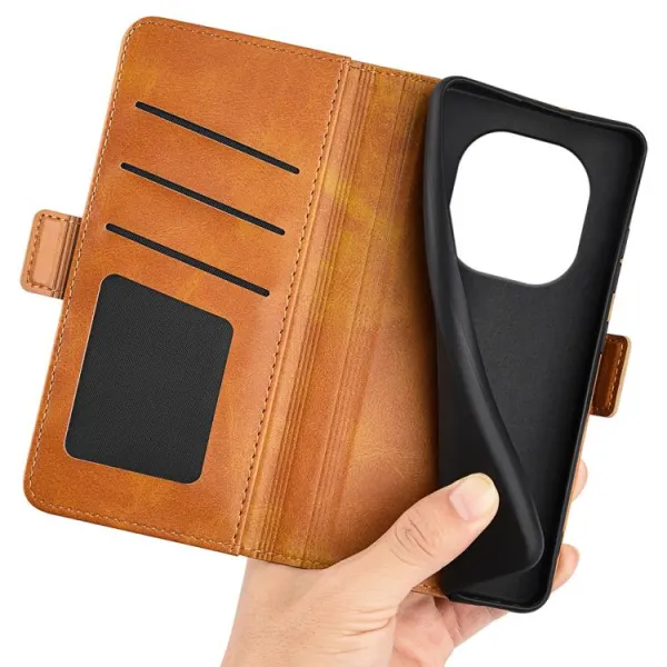 SIDE Peňaženkové puzdro pre Xiaomi Redmi Note 14 Pro svetlohnedé