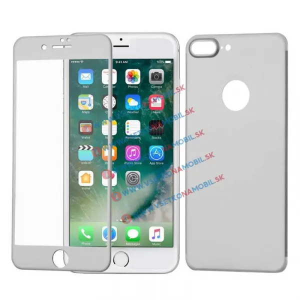 3D ALU Temperované sklo (PREDNÉ+ZADNÉ) Apple iPhone 7 Plus strieborné