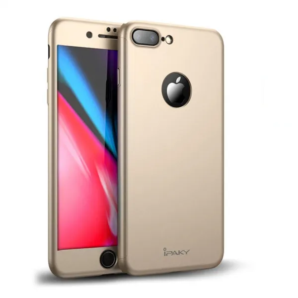 IPAKY 360° Ochranný obal + tvrdené sklo Apple iPhone 8 Plus zlatý