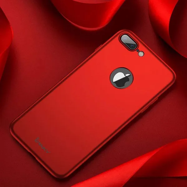IPAKY 360° Ochranný obal + tvrdené sklo Apple iPhone 7 Plus červený
