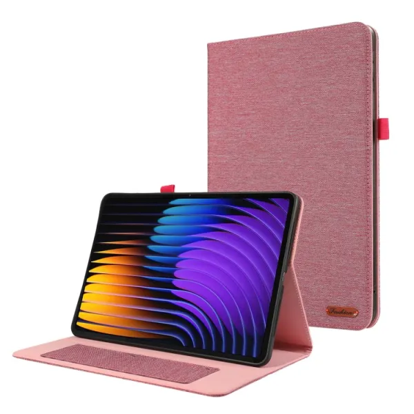 FABRIC Zaklápací kryt pre Xiaomi Pad 7 / Pad 7 Pro / Pad 8 / Pad 8 Pro ružový