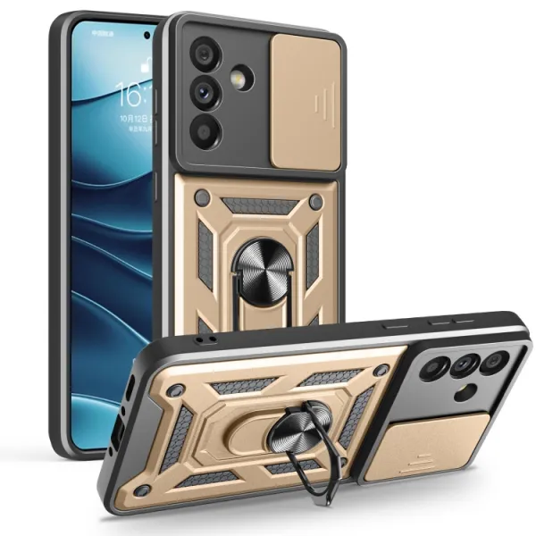RING CAMERA Kryt s držiakom pre Samsung Galaxy A56 zlatý