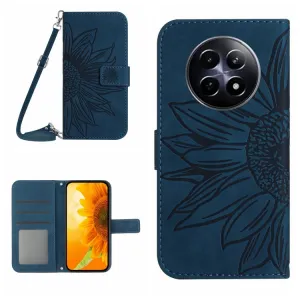 ART SUNFLOWER Peňaženkový obal so šnúrkou pre Realme 12 5G modrý