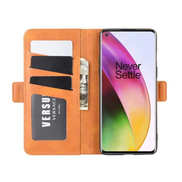 SIDE Peňaženkové puzdro pre OnePlus 8 svetlohnedé