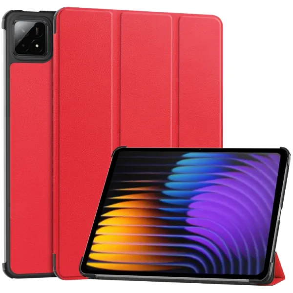 LEATHER Zaklápací kryt pre Xiaomi Pad 7 / Pad 7 Pro / Pad 8 / Pad 8 Pro červený