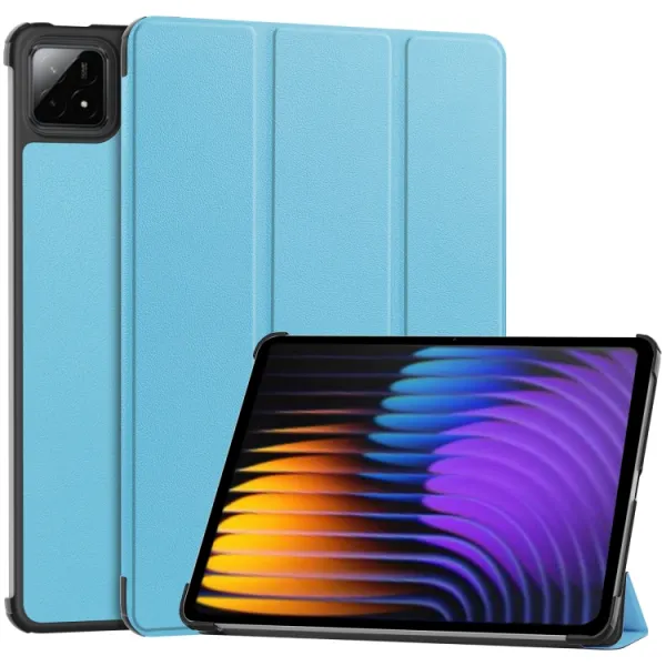 LEATHER Zaklápací kryt pre Xiaomi Pad 7 / Pad 7 Pro / Pad 8 / Pad 8 Pro svetlomodrý