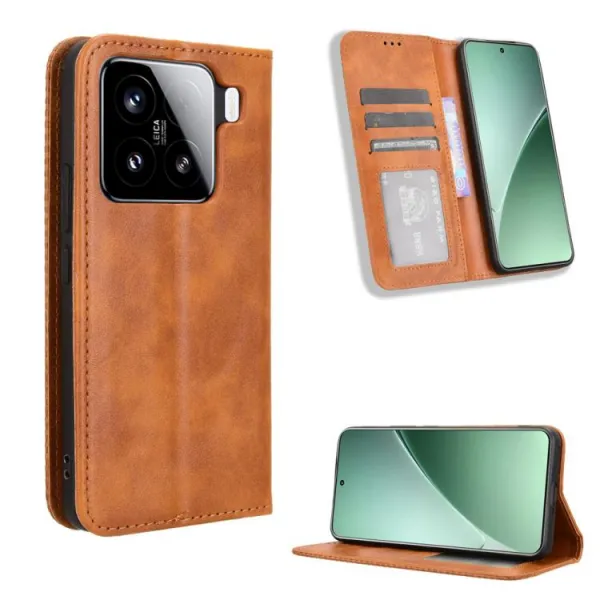 BUSINESS Peňaženkové puzdro pre Xiaomi 15 hnedé