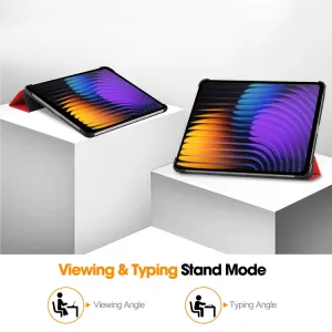 LEATHER Zaklápací kryt pre Xiaomi Pad 7 / Pad 7 Pro / Pad 8 / Pad 8 Pro červený