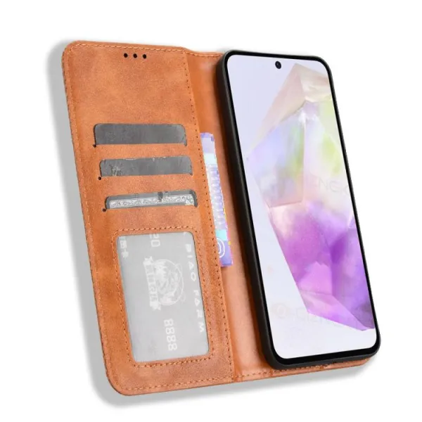 BUSINESS Peňaženkové puzdro pre Samsung Galaxy A56 hnedé