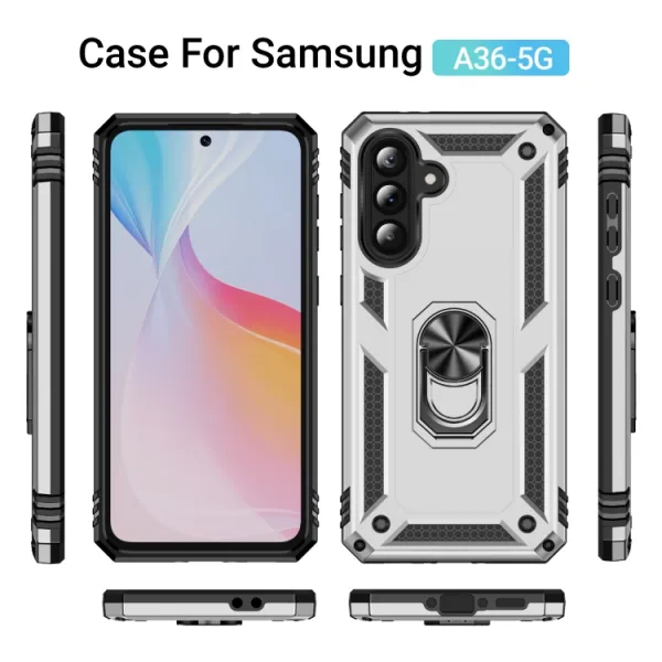 RING Kryt s držiakom pre Samsung Galaxy A36 strieborný