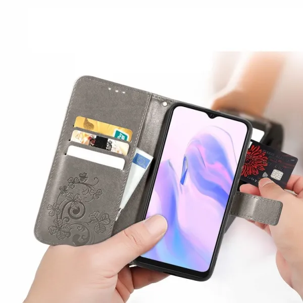 ART Peňaženkový kryt Blackview A70 FLOWERS šedý
