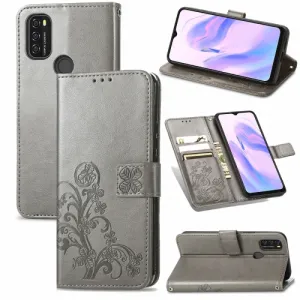 ART Peňaženkový kryt Blackview A70 FLOWERS šedý