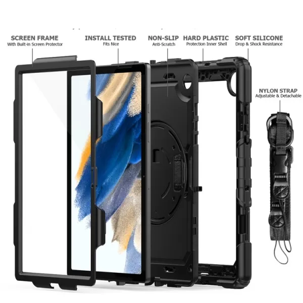 SOLID 360 Obal Samsung Galaxy Tab A8 (SM-X205 / SM-X200) čierny