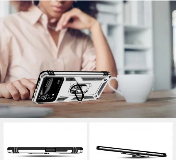 RING Ochranný obal pre Xiaomi Poco X4 Pro 5G strieborný