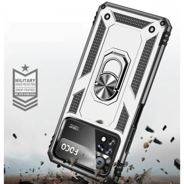 RING Ochranný obal pre Xiaomi Poco X4 Pro 5G strieborný